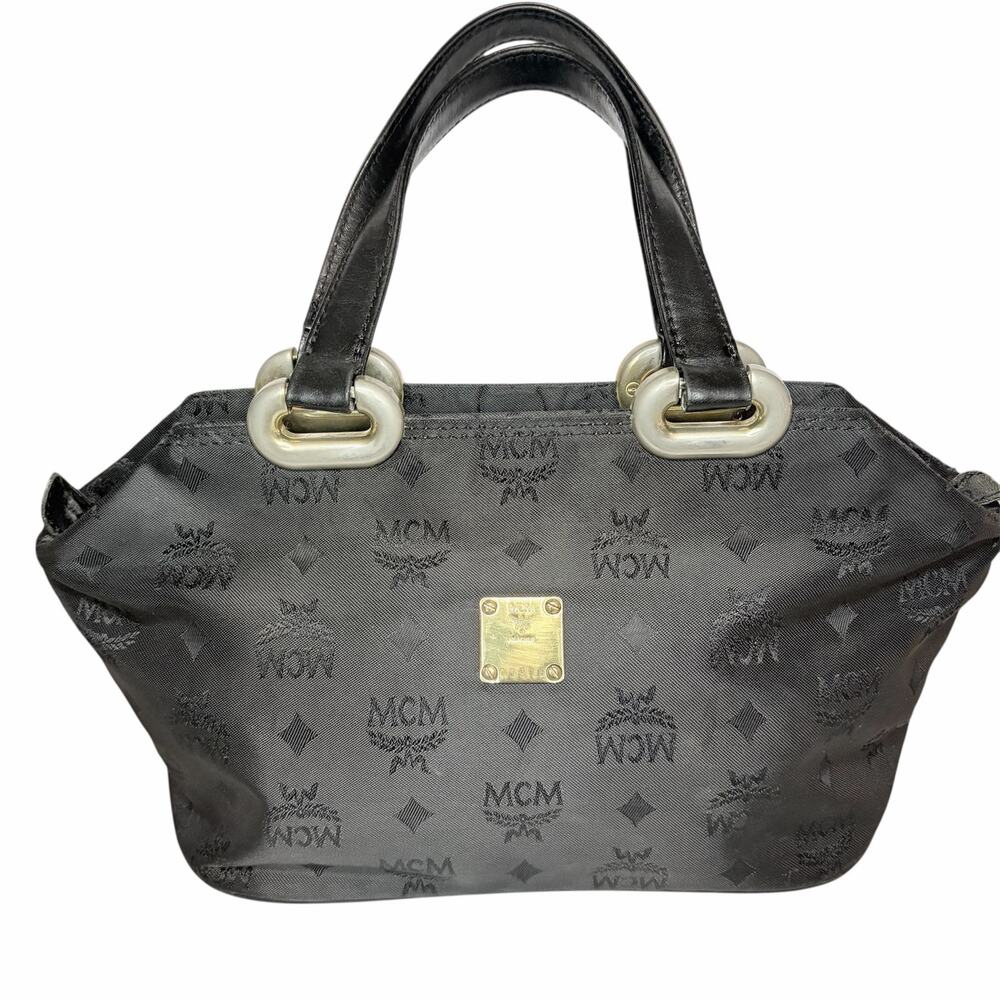 MCM Black Nylon Monogram Tote Bag